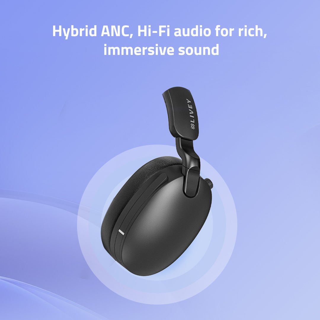 LIVEY 950BT Hybrid ANC Headset with AI ENC for Clear Calls