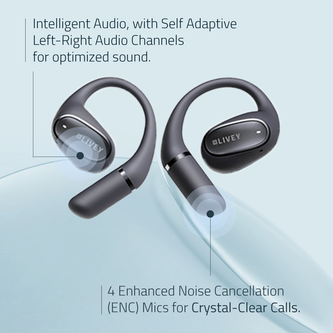LIVEY OpenEar 770BT Headset with AI Environmental Noise Cancellation Algorithm, Engineered for All-Day Comfort!