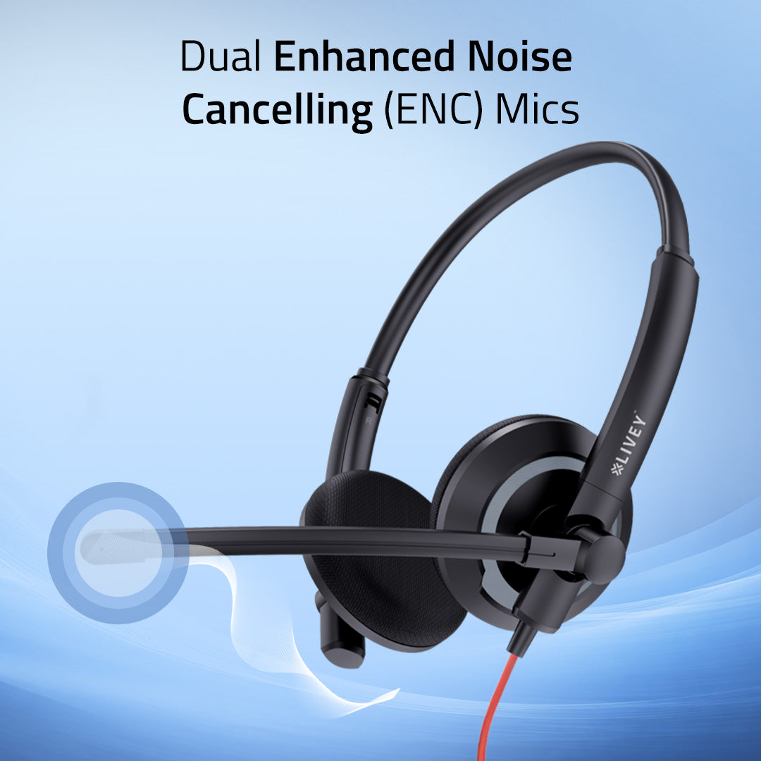 LIVEY 410DM Plus ENC USB Headset, Optimized for MS Teams, UC