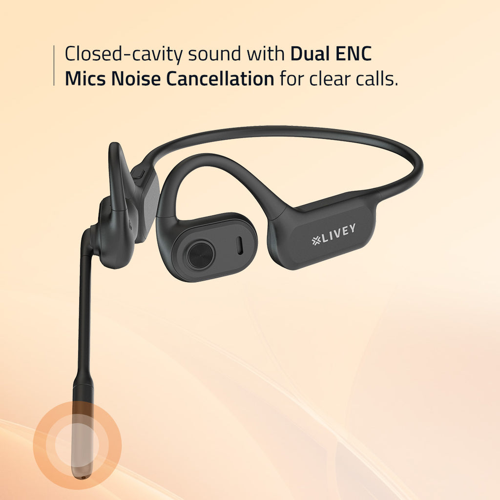 LIVEY Audixa OpenEar 750BT Wireless Headset AI Environmental Noise Cancellation Algorithm, Engineered for All-Day Comfort