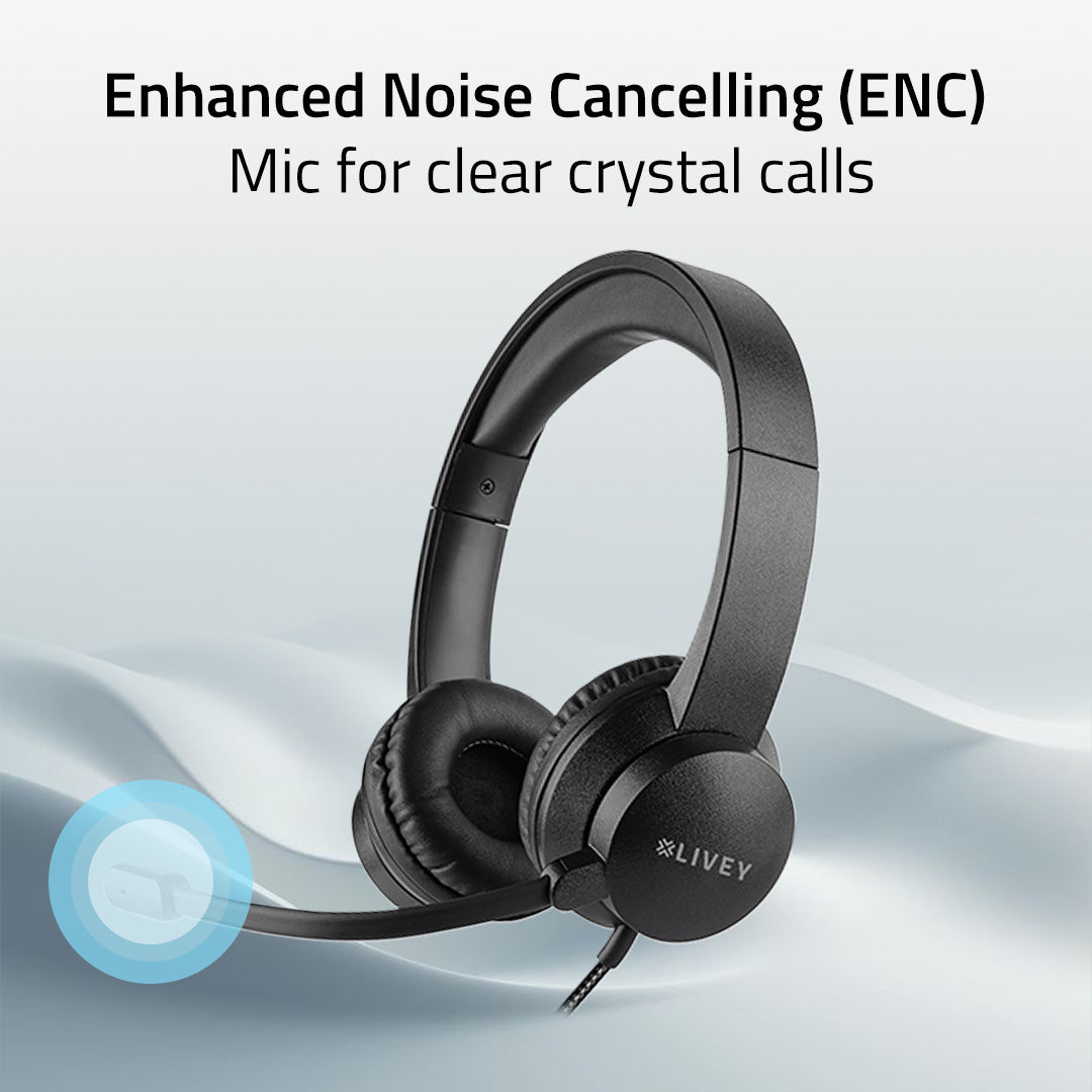 LIVEY 320DU Plus Headset with ENC Mic & Stereo Sound