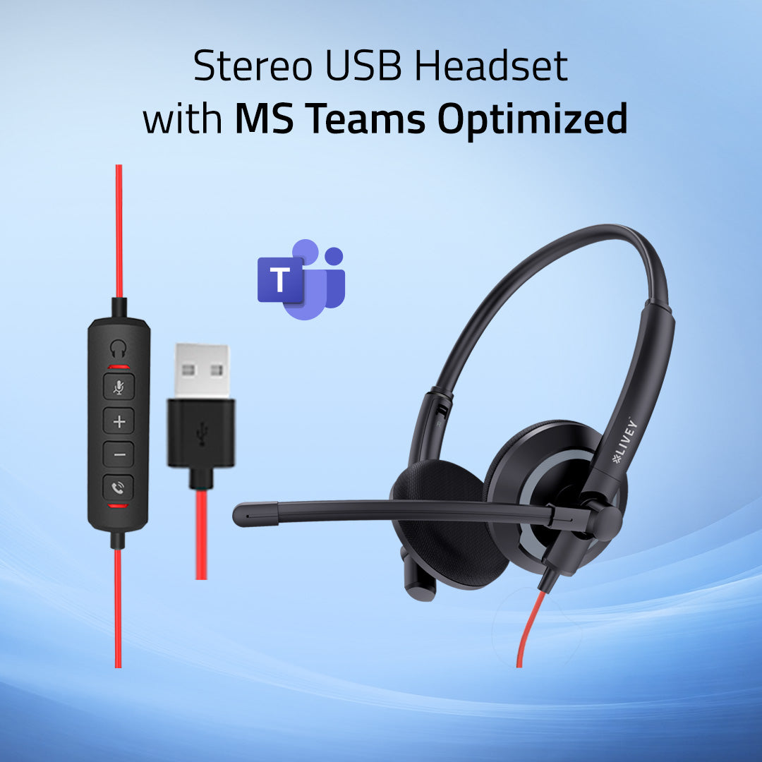 LIVEY 410DM Plus ENC USB Headset, Optimized for MS Teams, UC