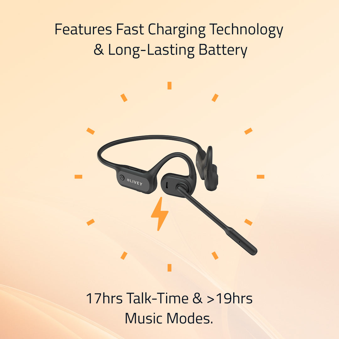 LIVEY Audixa OpenEar 750BT Wireless Headset AI Environmental Noise Cancellation Algorithm, Engineered for All-Day Comfort