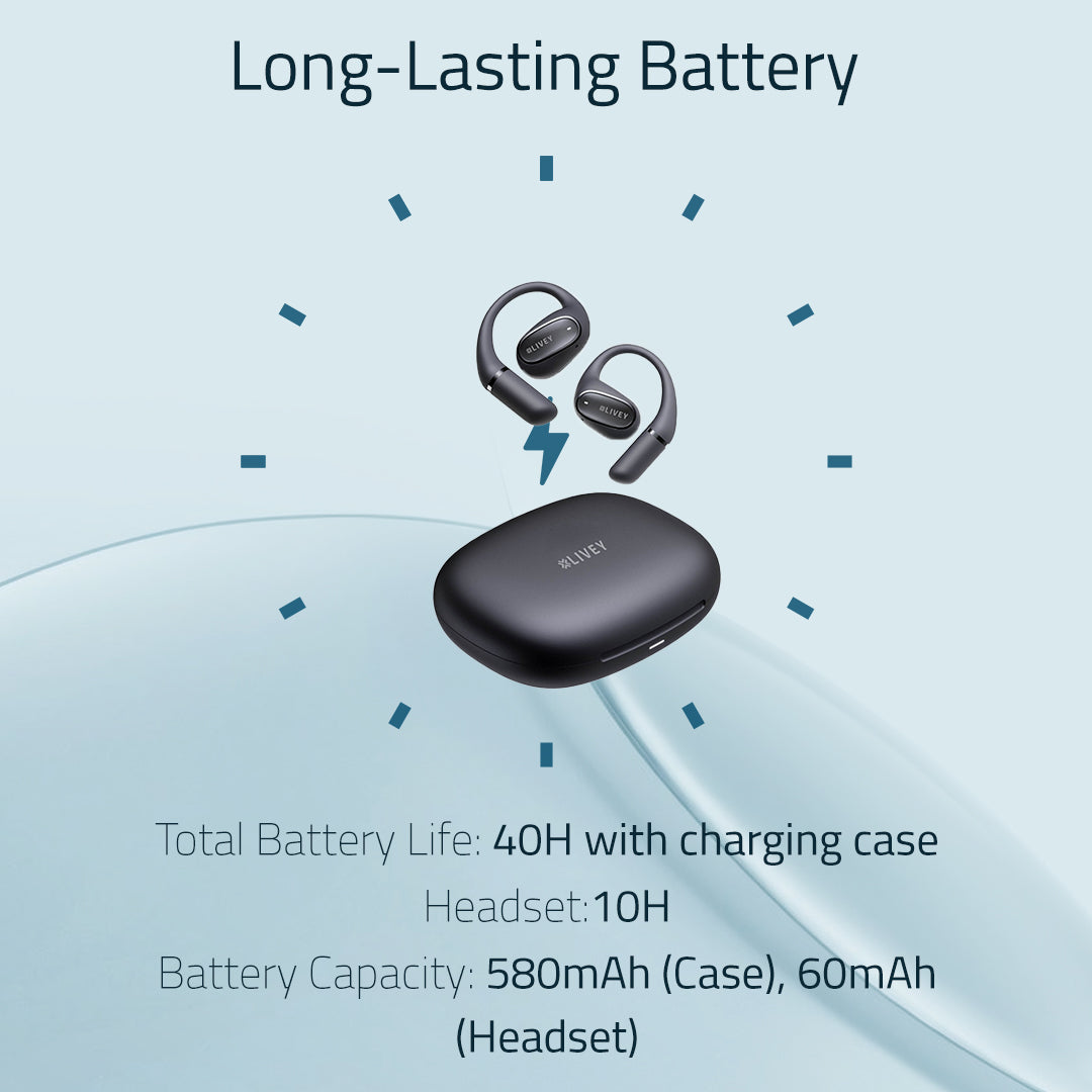 LIVEY OpenEar 770BT Headset with AI Environmental Noise Cancellation Algorithm, Engineered for All-Day Comfort!