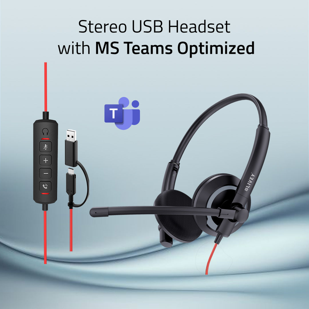 LIVEY 410DMC Plus ENC USB Headset, Optimized for UC