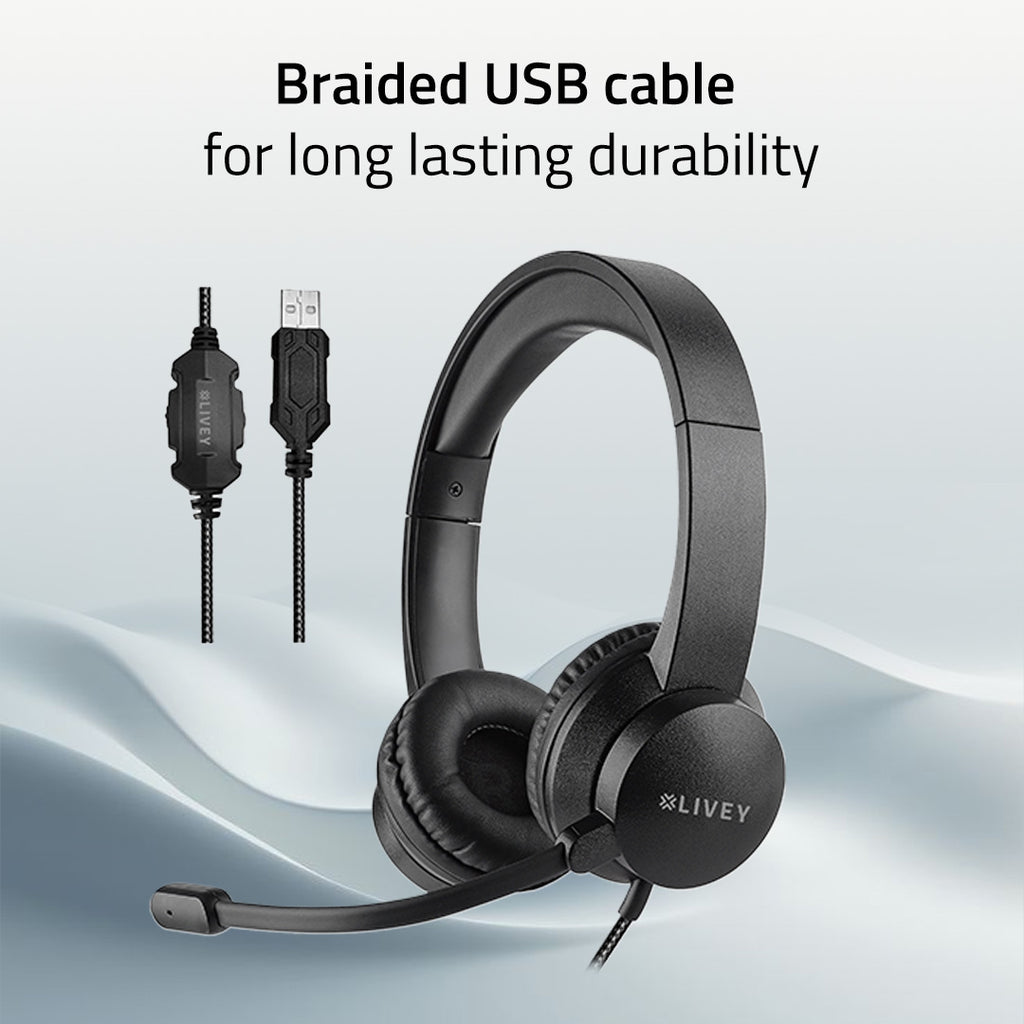 LIVEY 320DU Plus Headset with ENC Mic & Stereo Sound