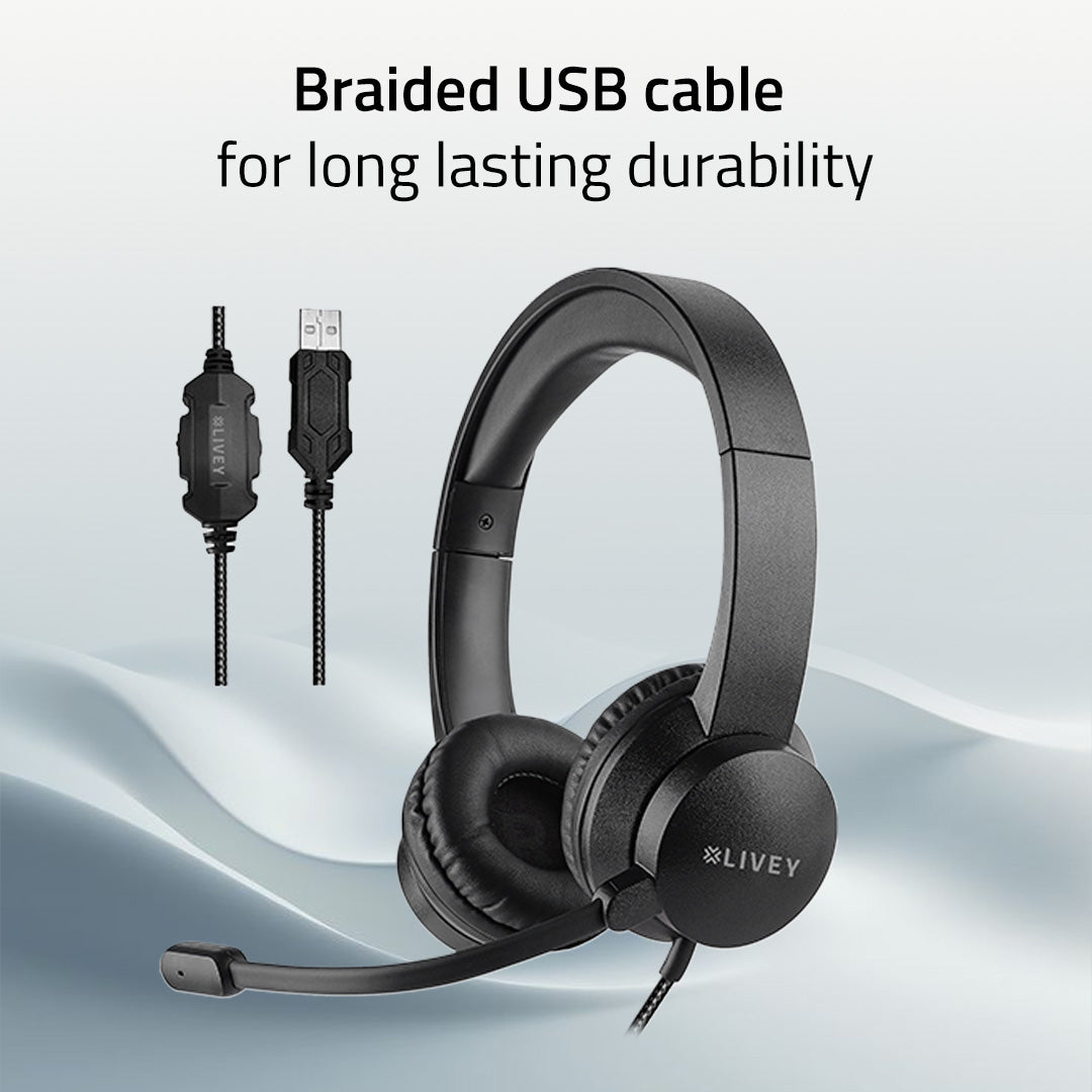 LIVEY 320DU Plus Headset with ENC Mic & Stereo Sound
