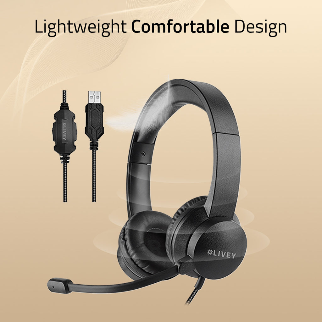 LIVEY 320DU Headset with Noise Canceling Mic & Stereo Sound