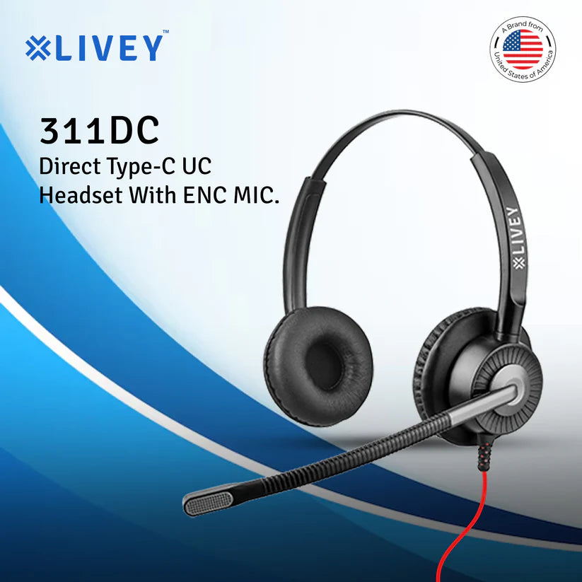 LIVEY 311DU ENC USB Headset, Optimized for UC