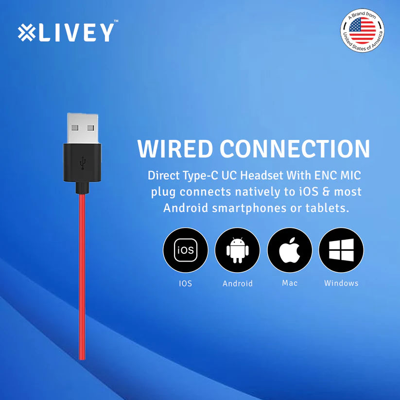 LIVEY 311DU ENC USB Headset, Optimized for UC