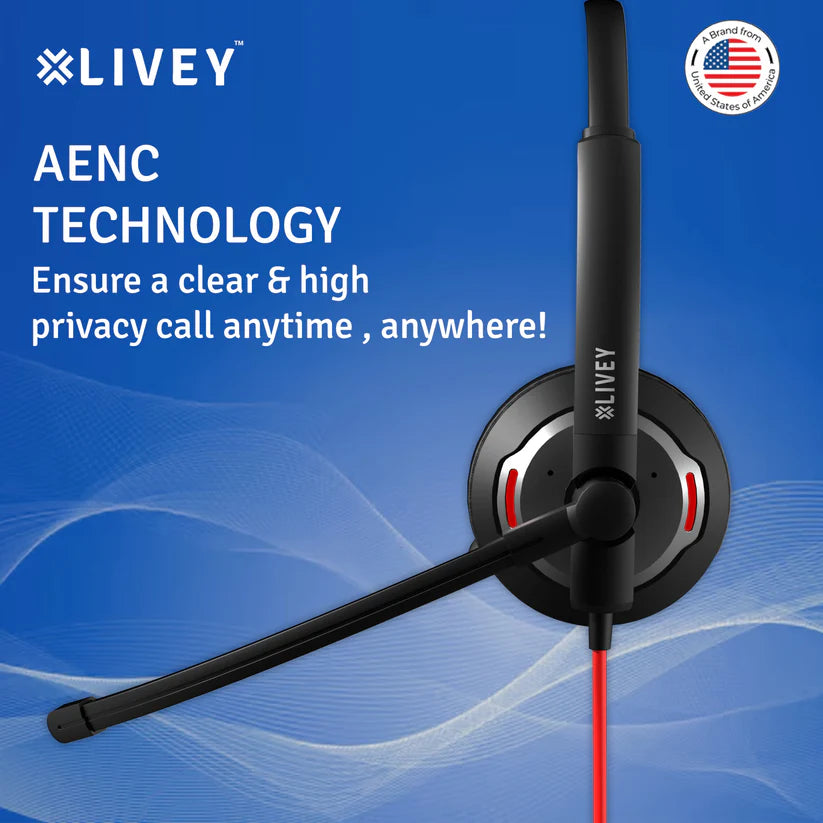 LIVEY Audixa 500DM AINC USB Headset, Optimized for MS Teams, UC