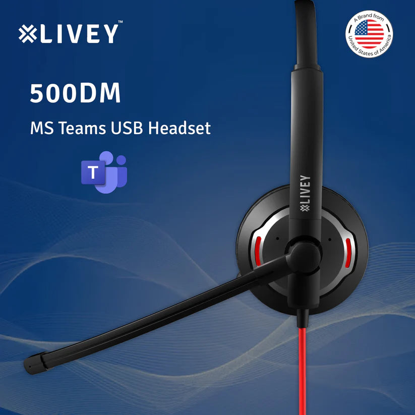 LIVEY 500DM AINC USB Headset, Optimized for MS Teams, UC