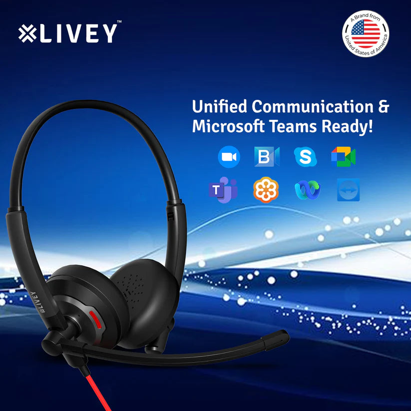 LIVEY Audixa 500DM AINC USB Headset, Optimized for MS Teams, UC