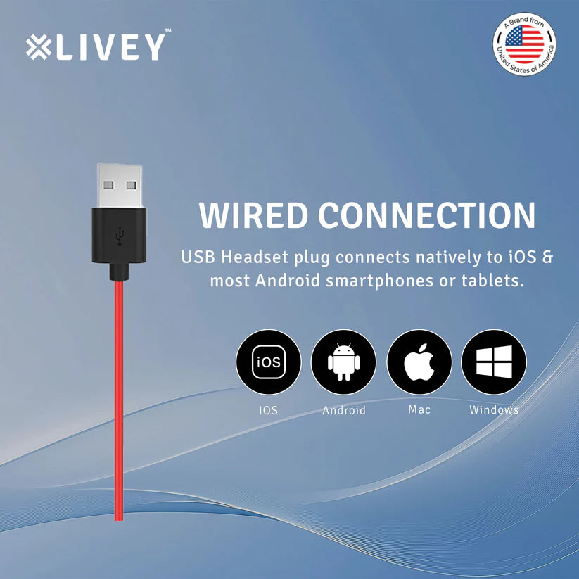 LIVEY Audixa 500DM AINC USB Headset, Optimized for MS Teams, UC