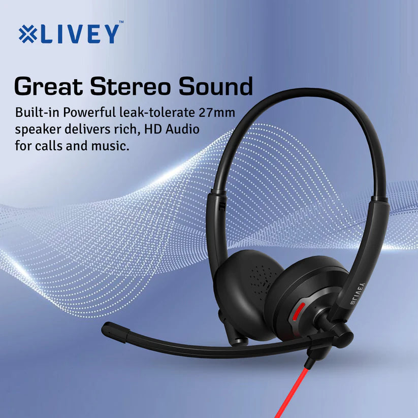 LIVEY Audixa 500DM AINC USB Headset, Optimized for MS Teams, UC