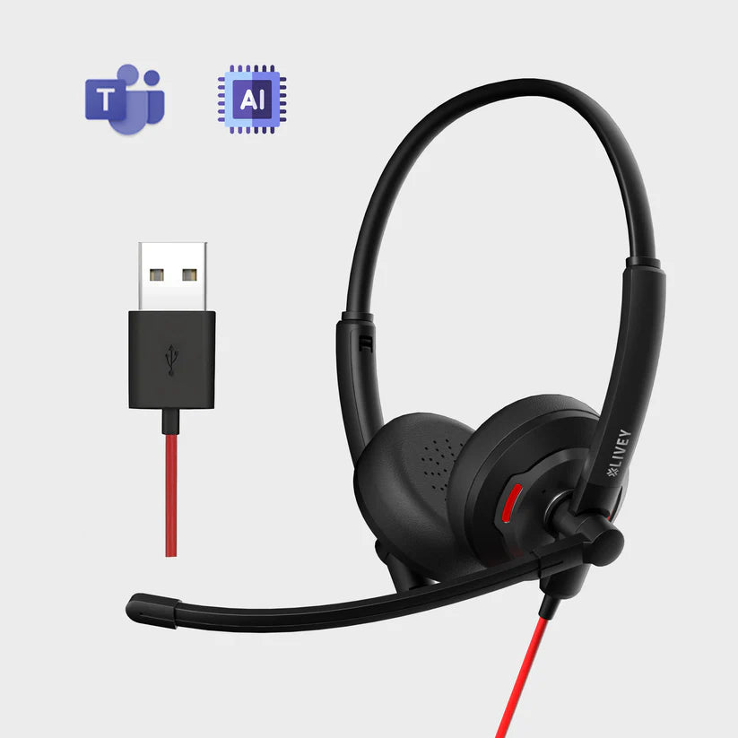 LIVEY Audixa 500DM AINC USB Headset, Optimized for MS Teams, UC