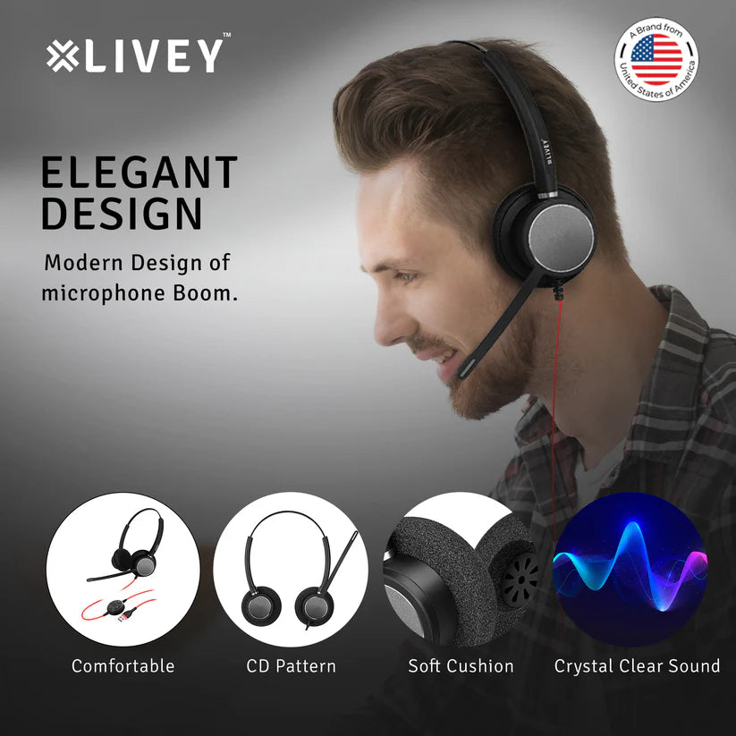 LIVEY Audixa 510DM ENC USB Headset, Optimized for MS Teams, UC