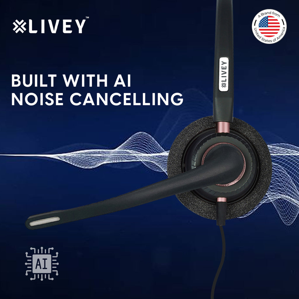 LIVEY Audixa 805DM AINC USB Headset, Optimized for MS Teams, UC