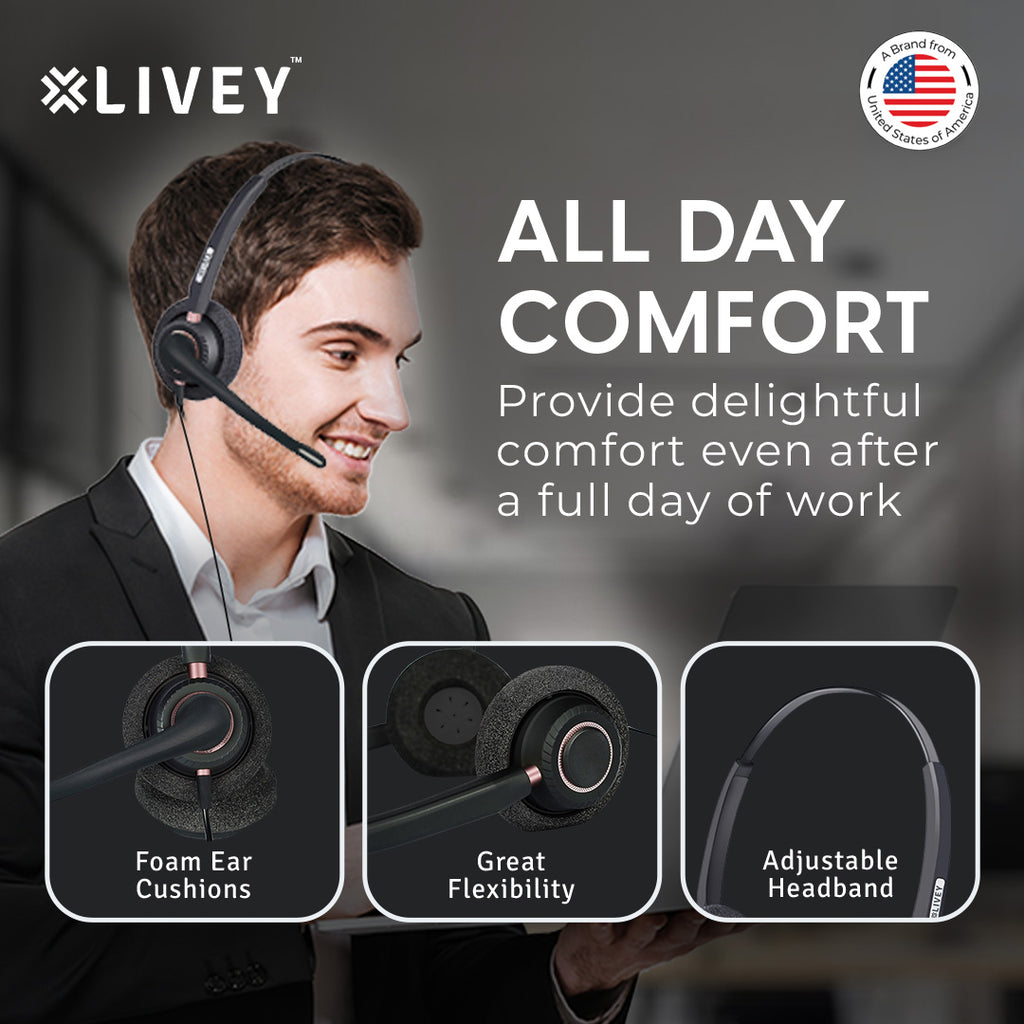 LIVEY Audixa 805DM AINC USB Headset, Optimized for MS Teams, UC