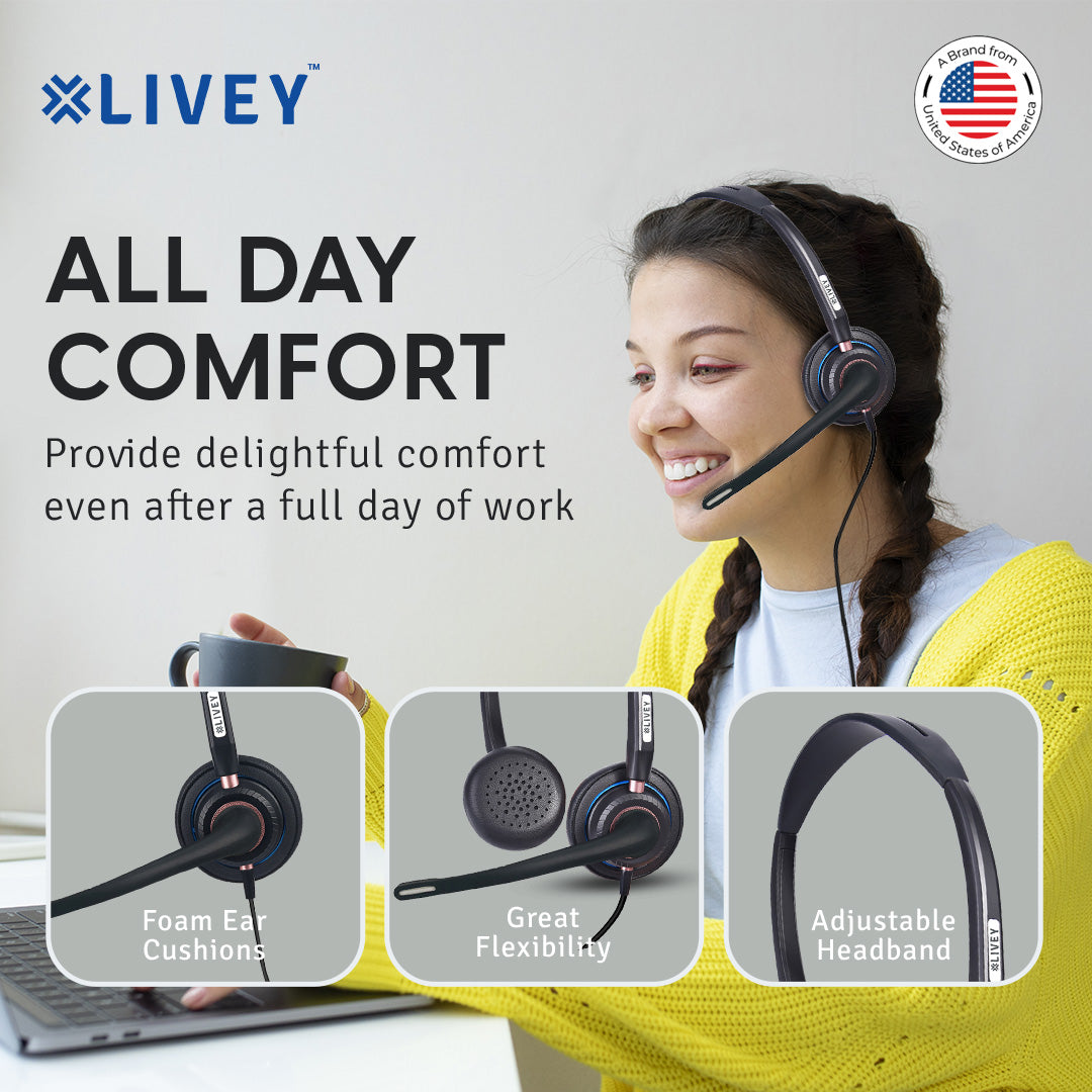 LIVEY 815DM AINC USB Headset, Optimized for MS Teams, UC
