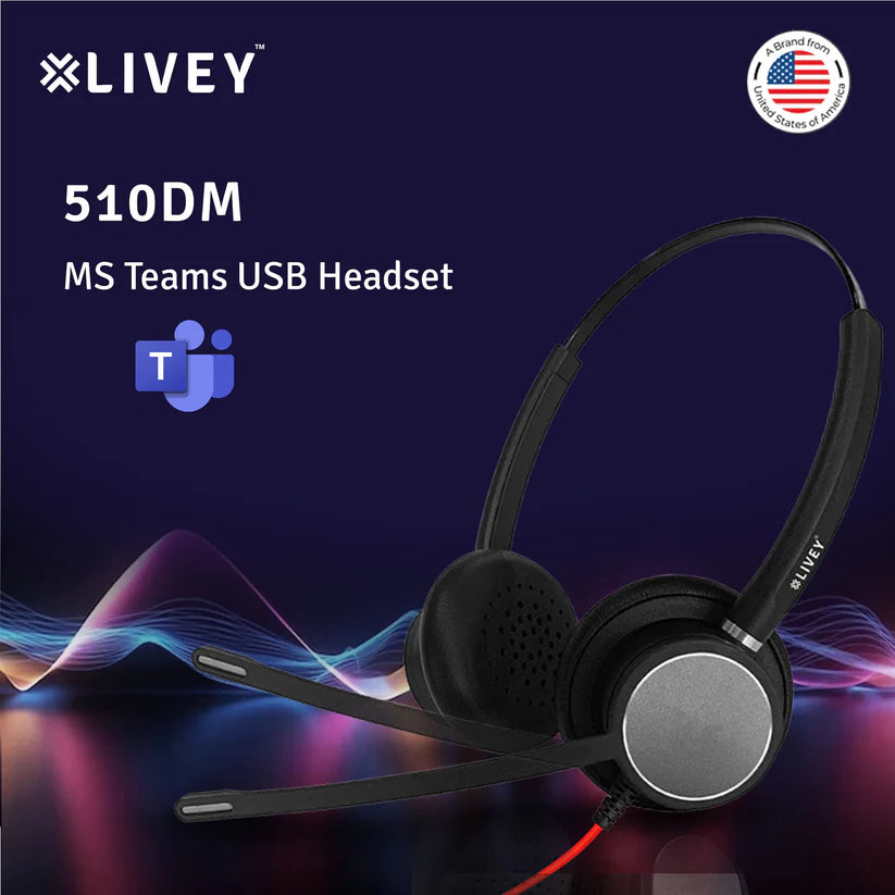 LIVEY Audixa 510DM ENC USB Headset, Optimized for MS Teams, UC